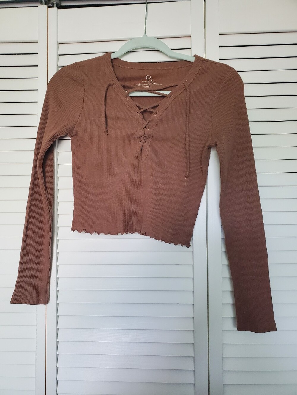 Organic Generation Lace-Up Long Sleeve Crop Top
